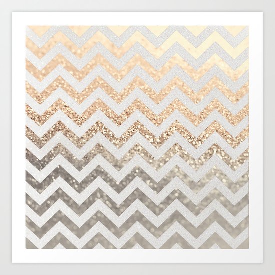 GOLD & SILVER CHEVRON Art Print