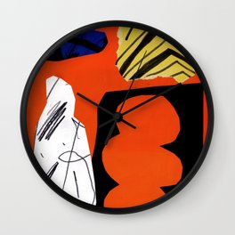 collage composition Wall Clock | Stylish, Colour, Colorful, Matisse, Fun, Abstract, Orange, Paper, Elegant, Primitive 