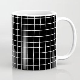 Black and White Thin Checkerboard Square Grid Pattern Coffee Mug | Lines, Check, White, Lineart, Checker, Shapepatterns, Tile, Messylines, Black And White, Blackandwhite 