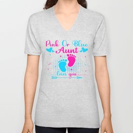 Pink Or Blue Aunt Loves You V Neck T Shirt
