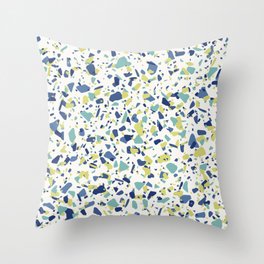Terrazo in Blue, green and citron Throw Pillow