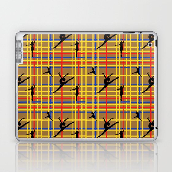 Dancing like Piet Mondrian - New York City I. Red, yellow, and Blue lines on the brown background Laptop & iPad Skin