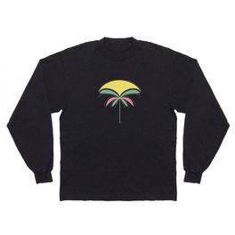 Mid-Century Modern Palm Tree Sunset Illustration Long Sleeve T-shirt