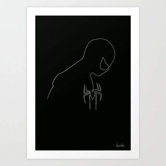 One line Black Spider Man Art Print