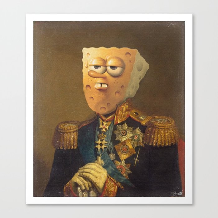 General Spongebob Portrait Fan Art Painting Canvas Print By