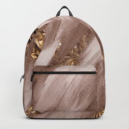 Brown Paint Brushstrokes Gold Foil Backpack