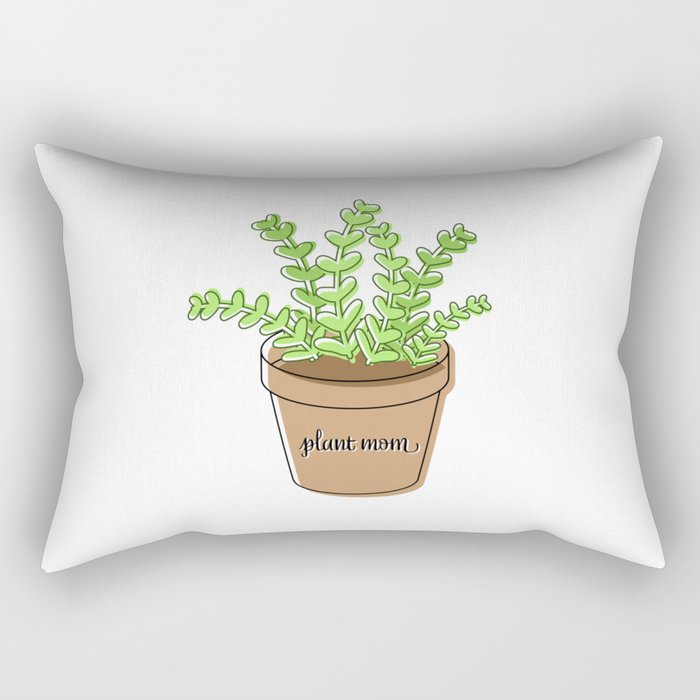 Plant Mom Green Potted Plant Rectangular Pillow