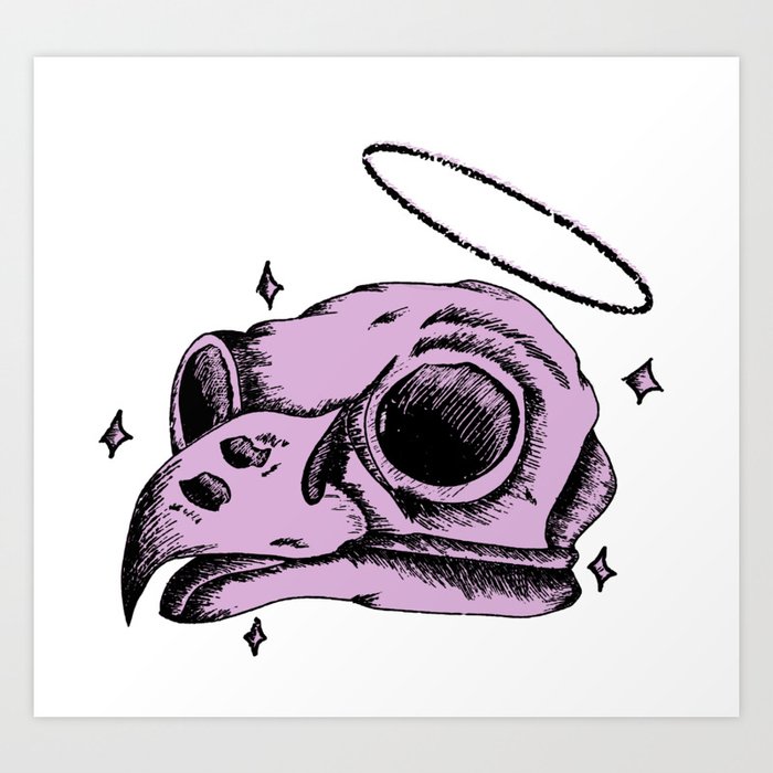 Owl Skull Art Print