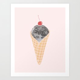 Disco Cone Art Print | Funny, Illustration, Curated, Concept, Discoball, Digital, Popart, Cherryontop, Party, Disco 