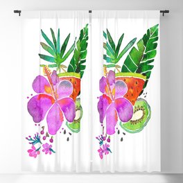 hibiscus and kiwi Blackout Curtain