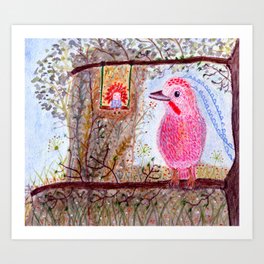 The chirping bird and the fairy breeze Art Print