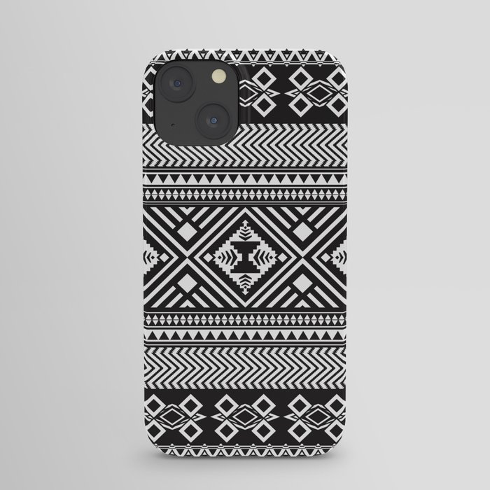 Monochrome Aztec inspired geometric pattern iPhone Case