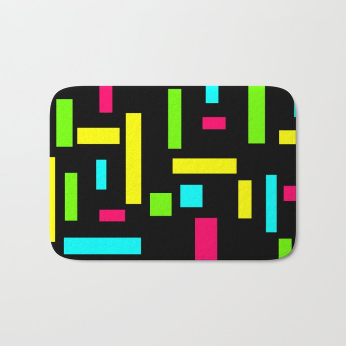 Abstract Theo van Doesburg Composition Neon on Black Bath Mat