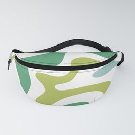 Retro Liquid Swirl Abstract Pattern Square in Spring Green, Ice Blue, and White Fanny Pack