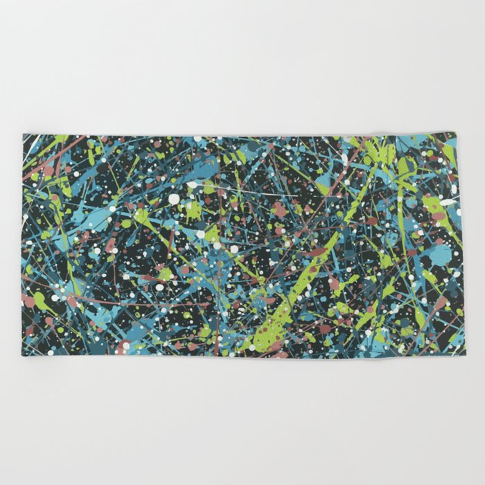 Galaxy Splatter Paint Art Beach Towel