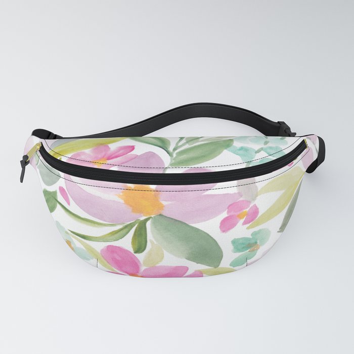 Modern floral watercolor big red pink purple pattern Fanny Pack