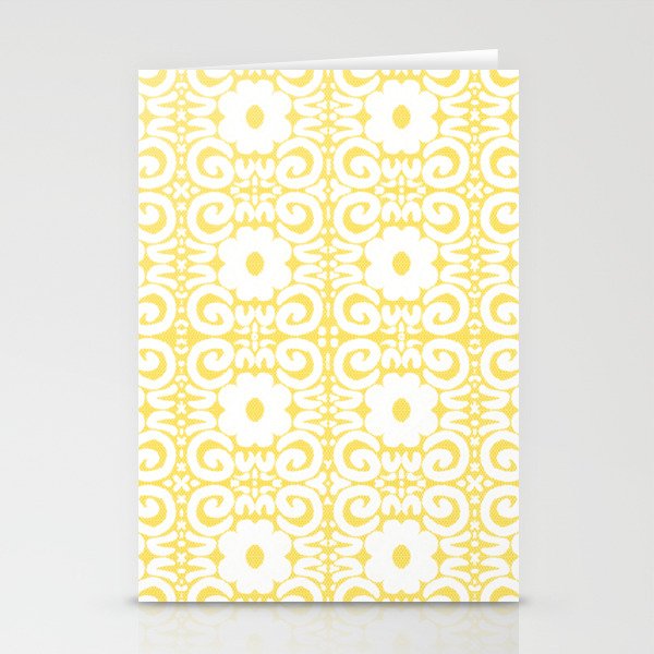 Retro Daisy Lace White on Yellow Stationery Cards