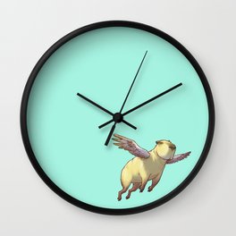 Flying Capybara Wall Clock | Comic, Animal, Children, Illustration 