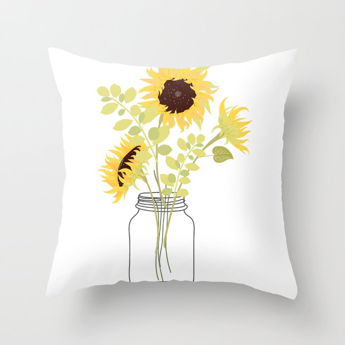 Sunflowers in Jar Throw Pillow