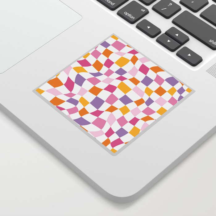 Colorful Wavy Checkerboard Pattern-Y2K Aesthetic Sticker
