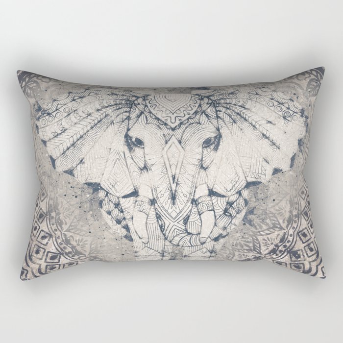 Indian Elephant Mandala Rectangular Pillow