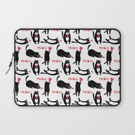Cute black cats playing with hearts and meow Laptop Sleeve