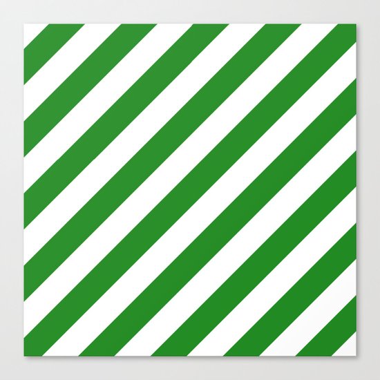 Diagonal Stripes (Forest Green/White) Canvas Print