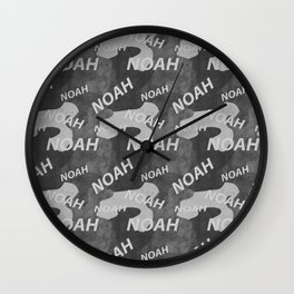 Noah pattern in gray colors and watercolor texture Wall Clock
