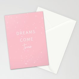 Dreams Come True, Inspirational, Motivational, Empowerment, Pink Stationery Card