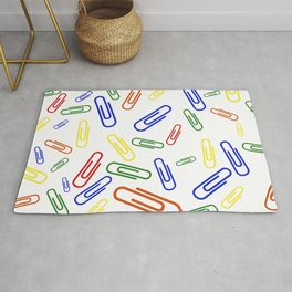 colorful paperclip white background Rug