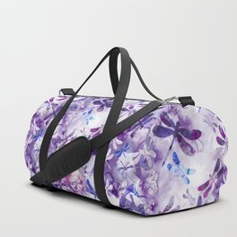 Dragonfly Lullaby in Pantone Ultraviolet Purple Duffle Bag