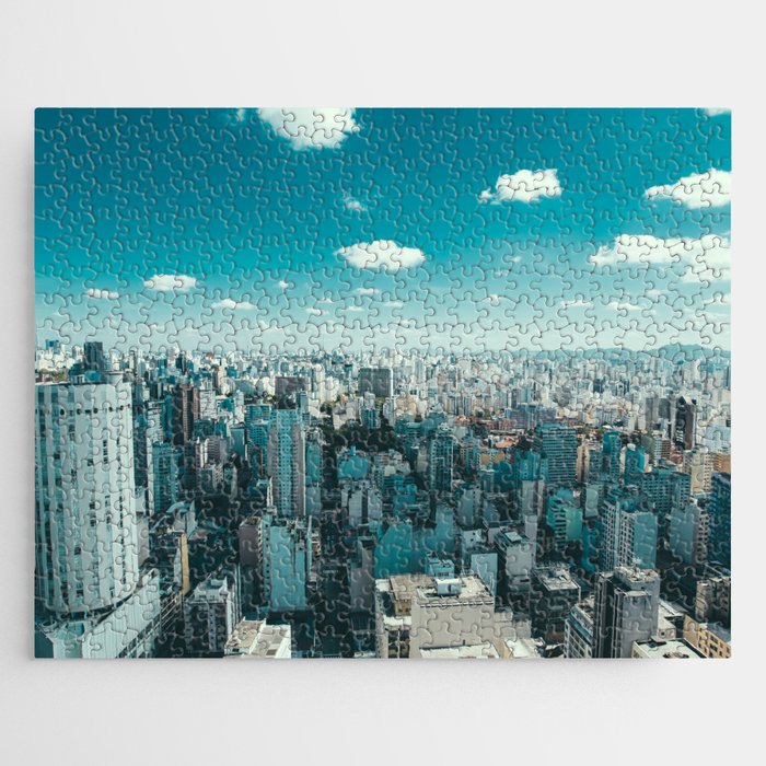 Brazil Photography - The Beautiful City Of Sao Paulo Under The Blue Sky Jigsaw Puzzle