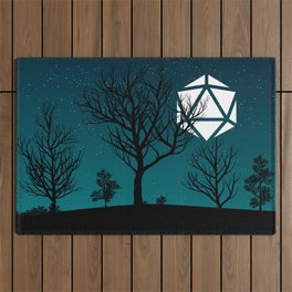 Starry Night Forest D20 Dice Moon Outdoor Rug