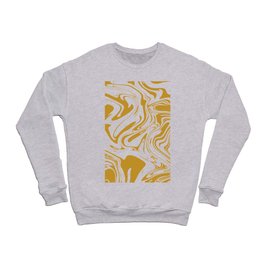 Liquid Contemporary Abstract Yellow Ochre and White Swirls - Retro Liquid Swirl Pattern Crewneck Sweatshirt