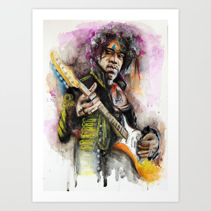 Rock Legends Series - Hendrix Art Print by Oakley Art | Society6