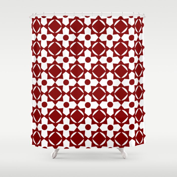 Geometric Burgundy Pattern Shower Curtain