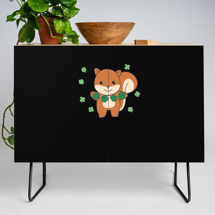 Squirrel With Shamrocks Cute Animals For Luck Credenza