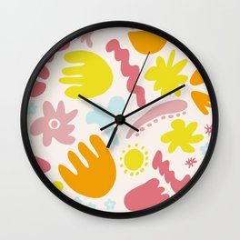 Modern Groovy Flowers Wall Clock