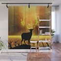 Greenery Deer - Golden Sun Wall Mural