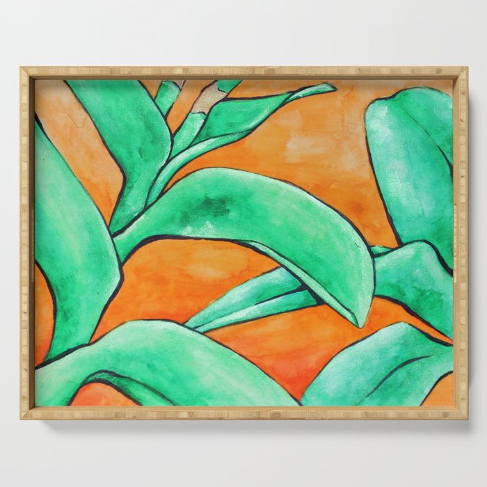 Orange Orchid Serving Tray