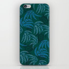 Hawaiian Dark Emerald Honu and Palm Leaves Pattern iPhone Skin