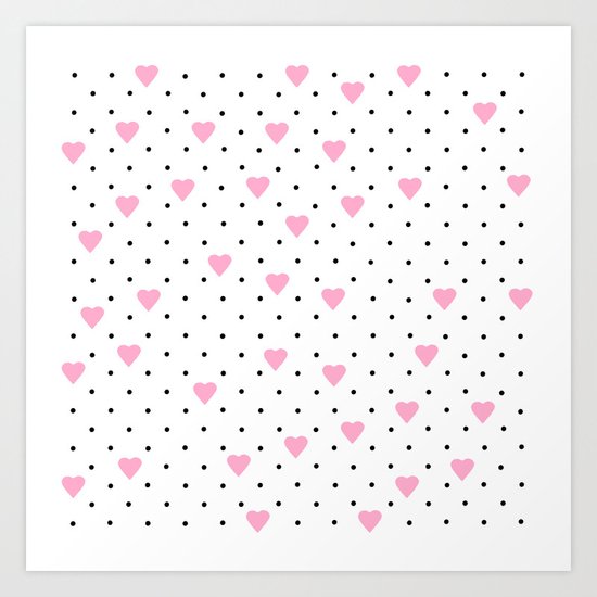 Pin Point Hearts Pink Art Print