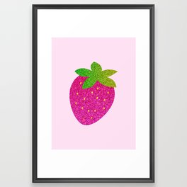 Pink Sparkly Strawberry Framed Art Print