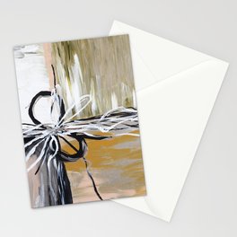 Abstract, black white painting, blush, silver, bronze, black Stationery Card