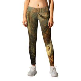 Love in the forest vintage painting by Gustave Moreau Leggings
