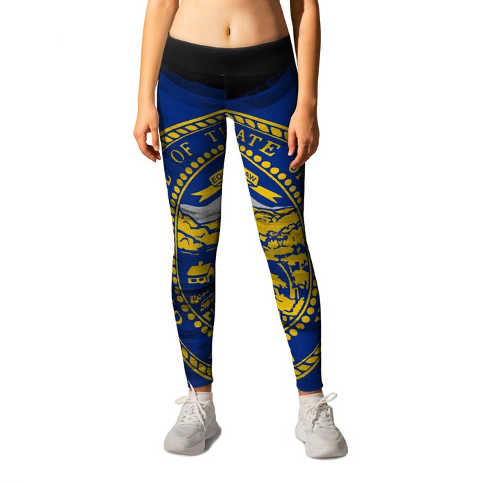 Nebraska state flag brush stroke, Nebraska flag background Leggings