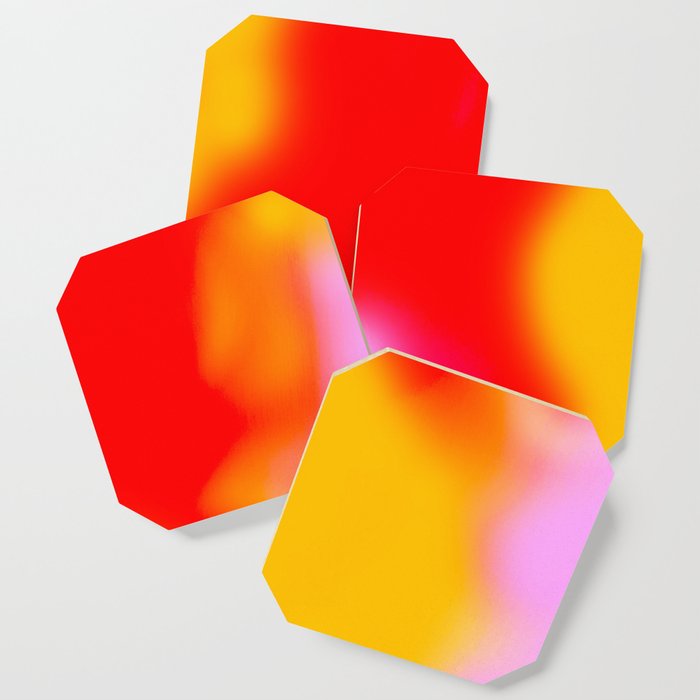 Red Yellow Aura Gradient Ombre Sombre Abstract  Coaster