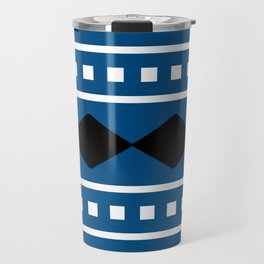 Navy Blue, Black, and White Diamond Stripe Pattern Travel Mug