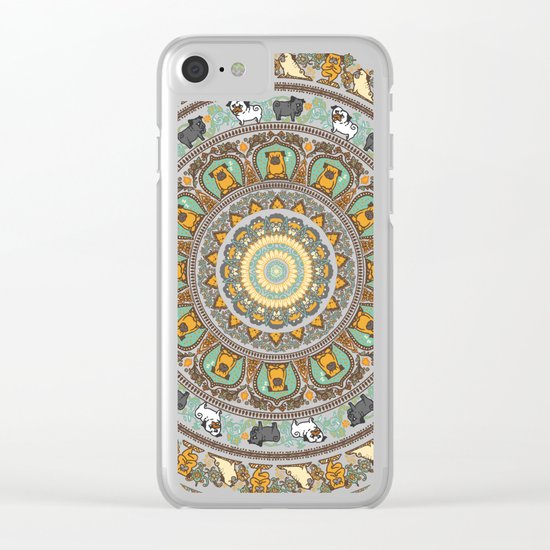 Pug Yoga Medallion Clear iPhone Case