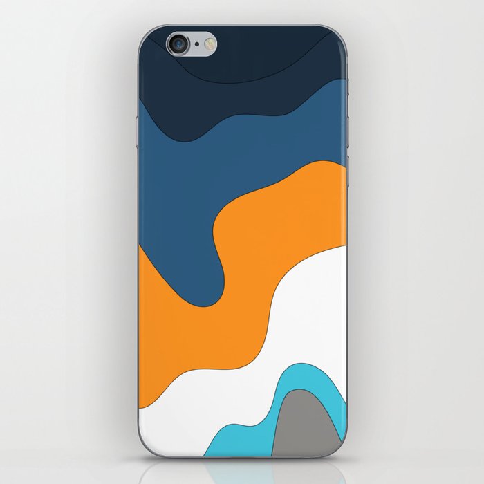 Liquid - Colorful Fluid Summer Vibes Beach Design Pattern in Blue and Orange iPhone Skin